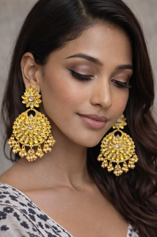Swarna Pushp Gold Chandelier Earrings