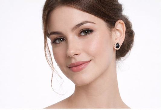 AGM Luxe Onyx Royale Oval Stud Earrings