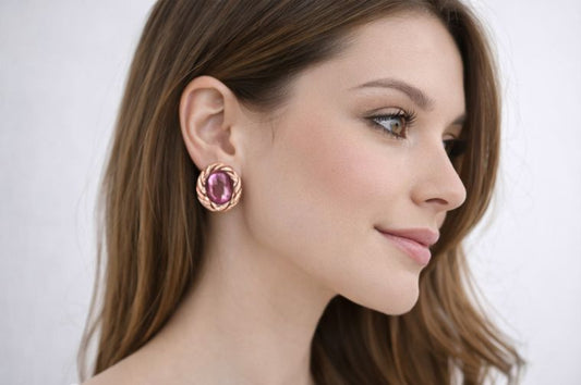 AGM Luxe Rosé Twist Stud Earrings