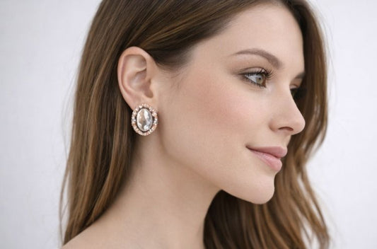 AGM Luxe Crystal Halo Stud Earrings