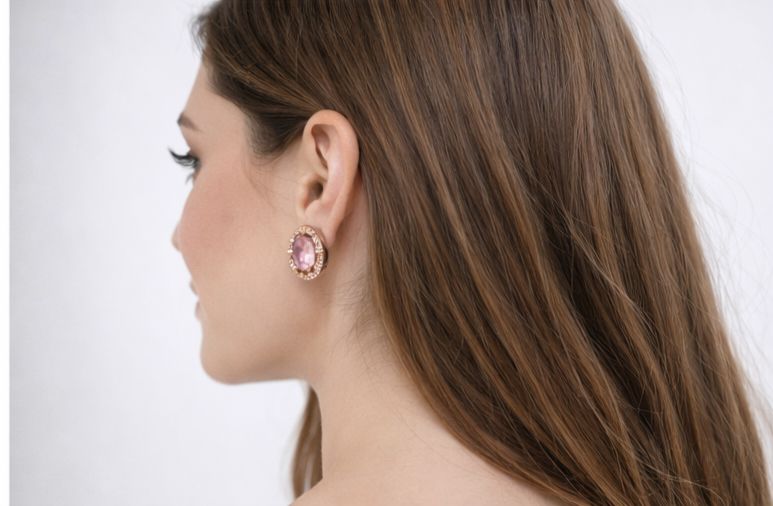 AGM Luxe Ivory Glow Oval Stud Earrings