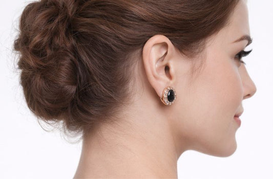 AGM Luxe Midnight Onyx Oval Stud Earrings