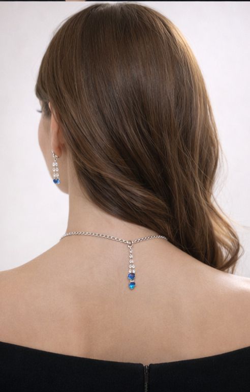 Sapphire Rain Crystal Necklace Set