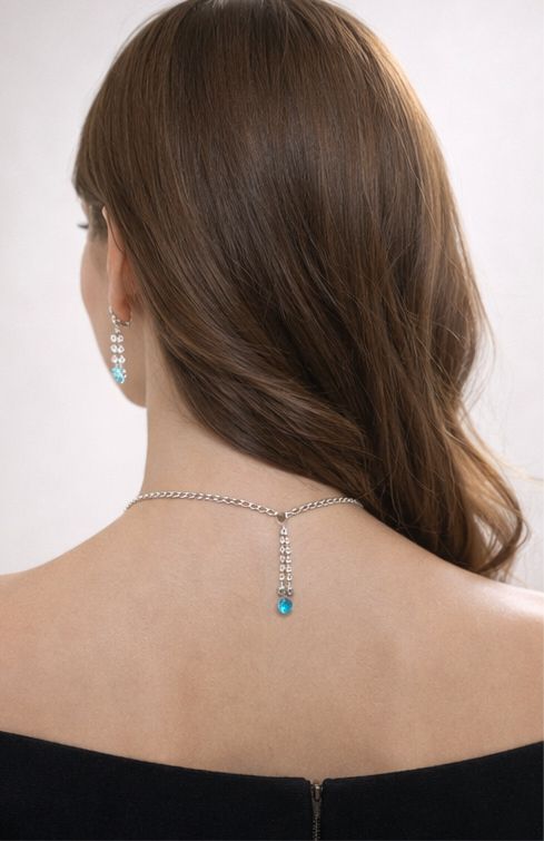 Aqua Mist Crystal Necklace Set