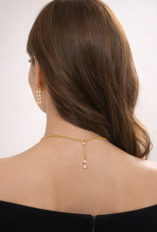 Golden Drape Crystal Necklace Set