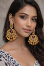 Rani Noor Ruby Gold Chandbali Earrings