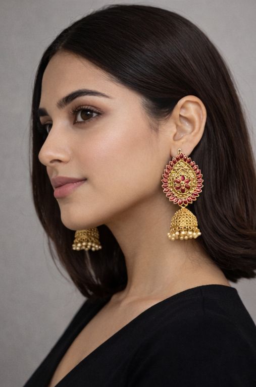 Sindoorika Heritage Gold Jhumkas