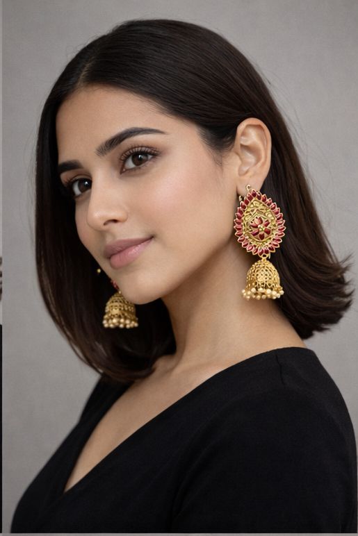 Sindoorika Heritage Gold Jhumkas