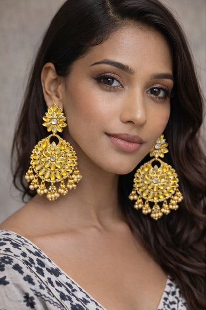 Swarna Pushp Gold Chandelier Earrings