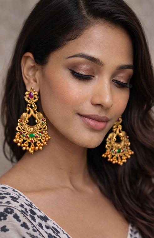 Rajkumari Harita Ruby-Emerald Chandbali Earrings
