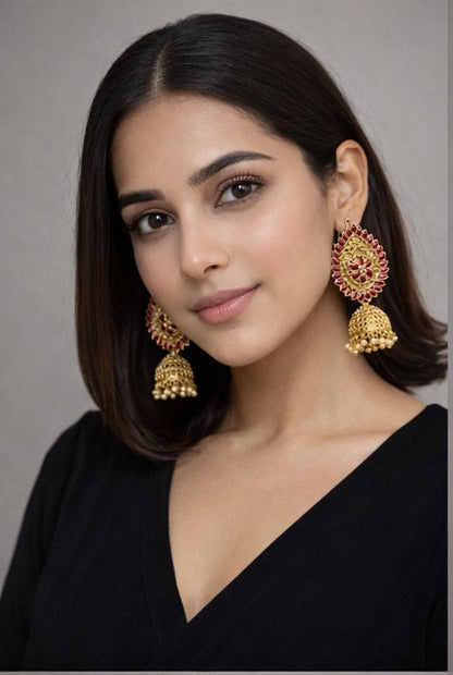 Sindoorika Heritage Gold Jhumkas