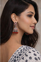 Laal Sitara Oxidised Silver Jhumkas