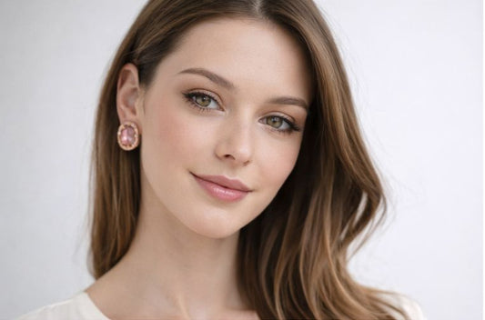 AGM Luxe Rosé Halo Stud Earrings