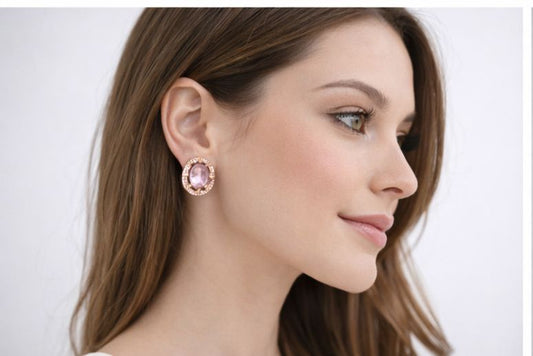 AGM Luxe Rosé Halo Stud Earrings