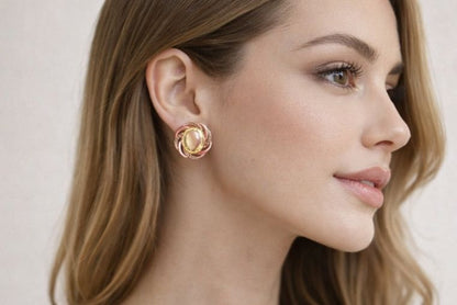 AGM Luxe Golden Aura Stud Earrings