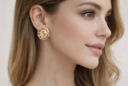 AGM Luxe Golden Aura Stud Earrings