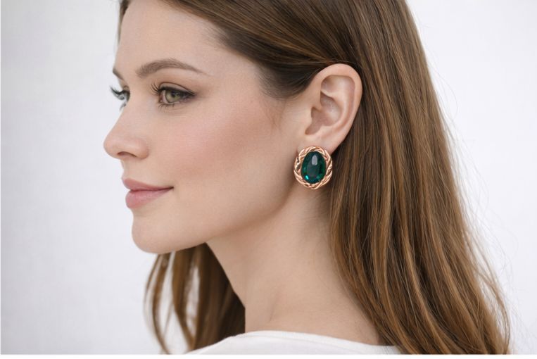 AGM Luxe Emerald Twist Stud Earrings