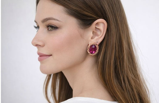 AGM Luxe Rosé Bloom Stud Earrings