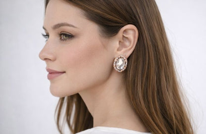 AGM Luxe Crystal Halo Stud Earrings