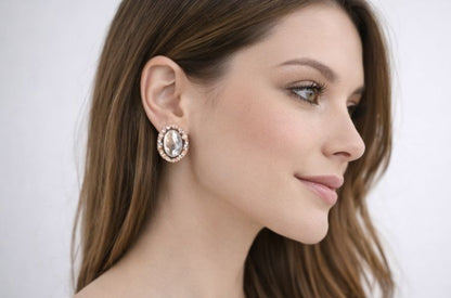 AGM Luxe Crystal Halo Stud Earrings