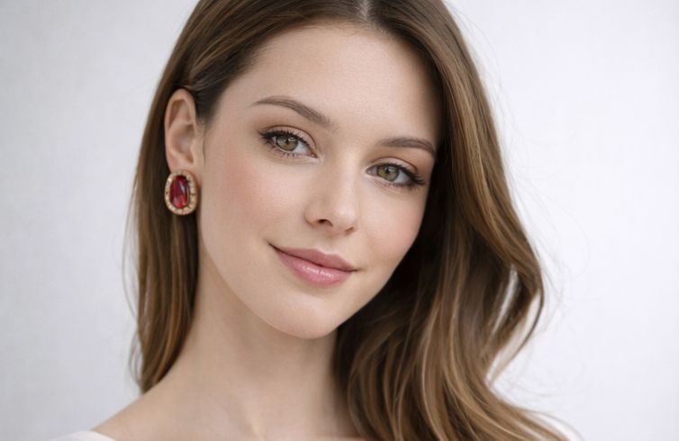 AGM Luxe Ruby Flame Halo Stud Earrings