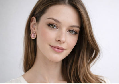 AGM Luxe Ivory Glow Oval Stud Earrings