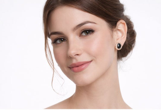 AGM Luxe Midnight Onyx Oval Stud Earrings