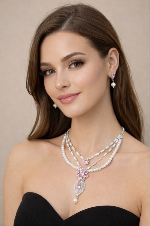 AGM Luxe Rosé Pearl Elegance Necklace Set