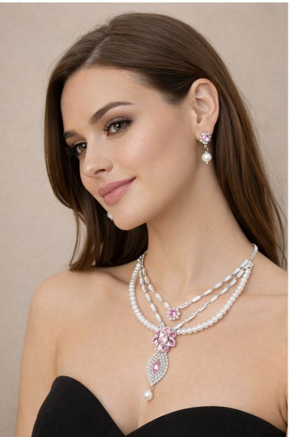 AGM Luxe Rosé Pearl Elegance Necklace Set
