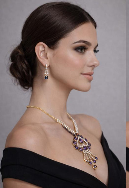 AGM Luxe Sapphire Royale Necklace Set