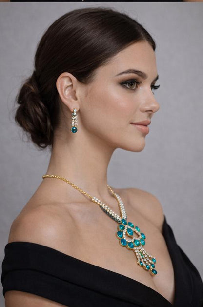 AGM Luxe Teal Empress Necklace Set