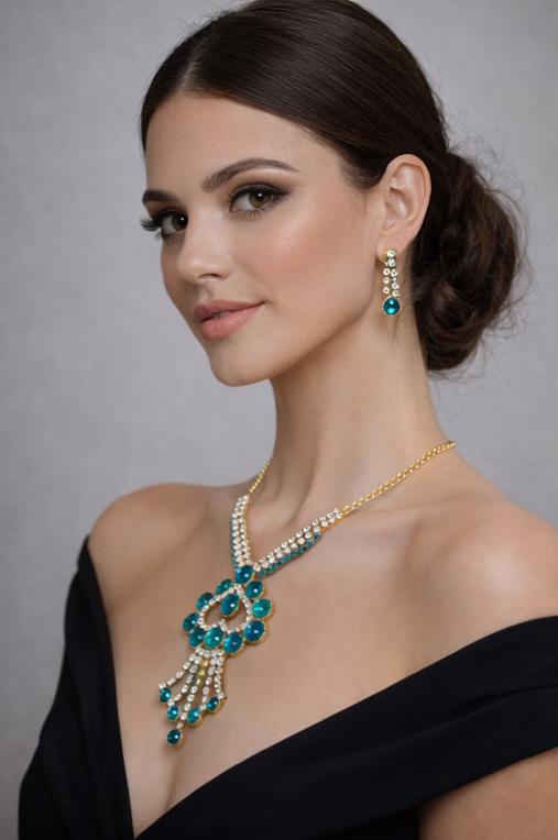 AGM Luxe Teal Empress Necklace Set