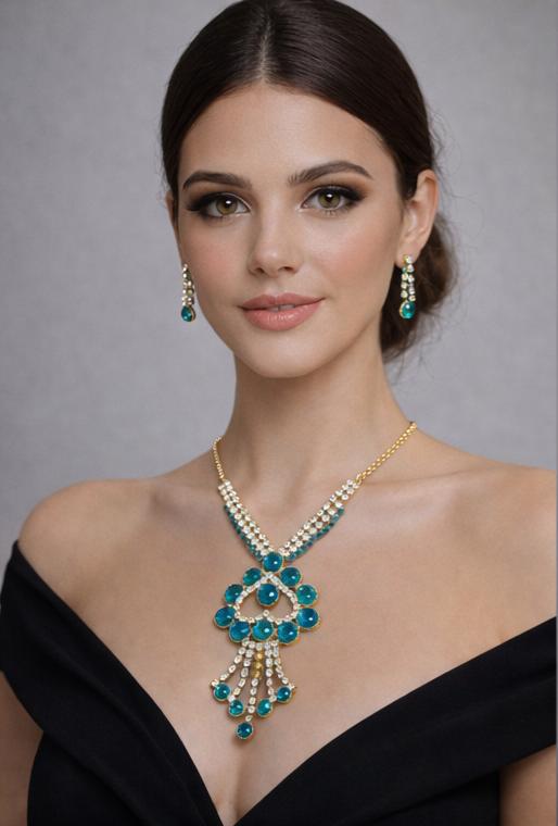 AGM Luxe Teal Empress Necklace Set