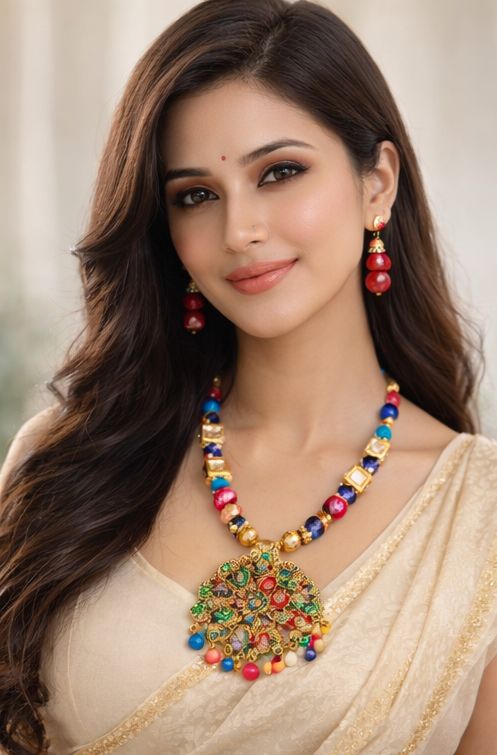 Vrindavan Garden Kundan Pendant Necklace