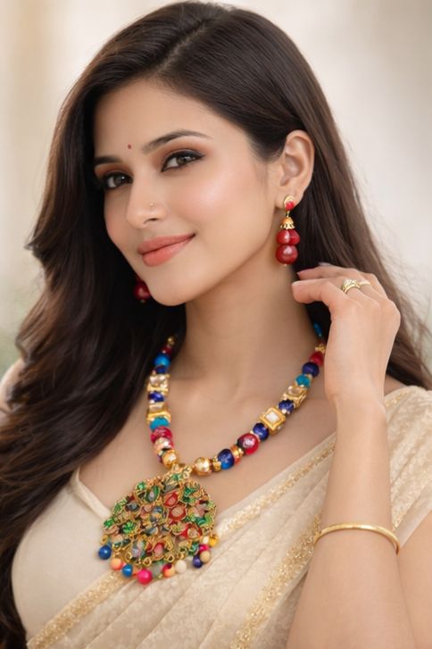 Vrindavan Garden Kundan Pendant Necklace