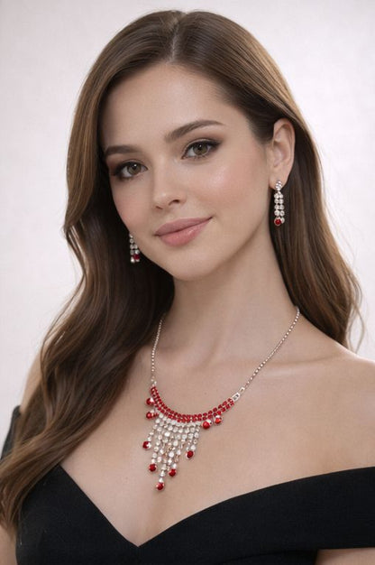 Ruby Rain Crystal Necklace Set