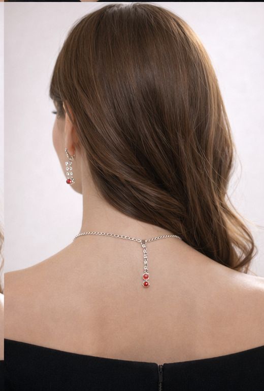 Ruby Rain Crystal Necklace Set