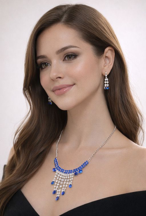 Sapphire Rain Crystal Necklace Set