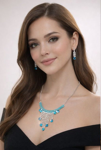 Aqua Mist Crystal Necklace Set