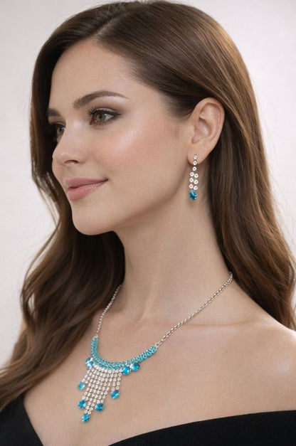 Aqua Mist Crystal Necklace Set