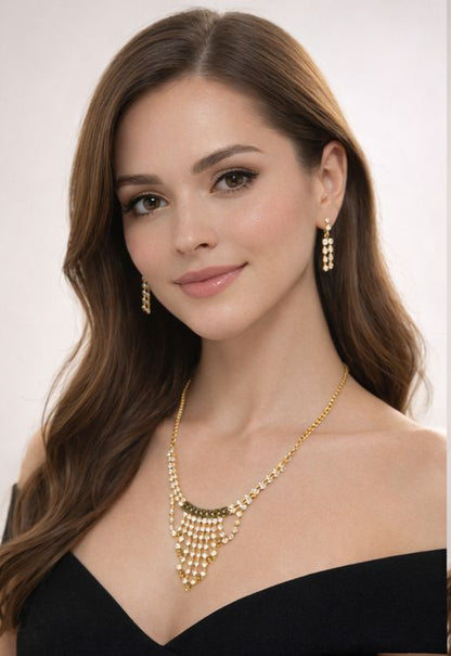 Golden Drape Crystal Necklace Set