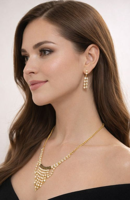 Golden Drape Crystal Necklace Set