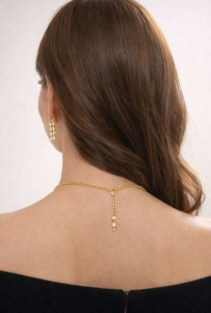 Golden Drape Crystal Necklace Set