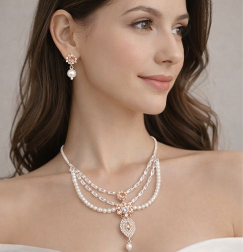 Rose Pearl Elegance Necklace Set