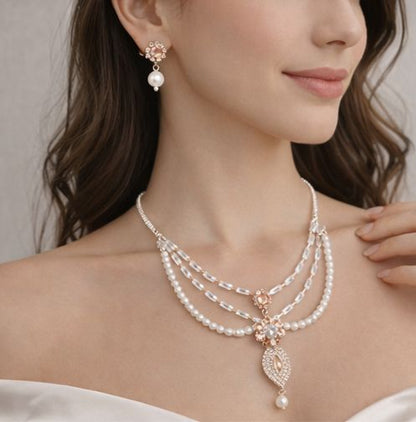 Rose Pearl Elegance Necklace Set