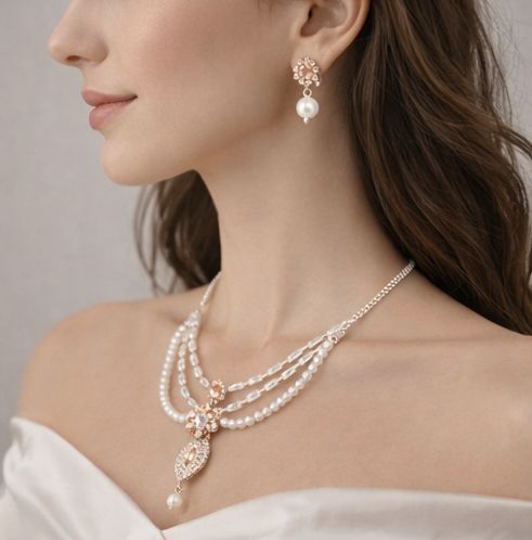 Rose Pearl Elegance Necklace Set